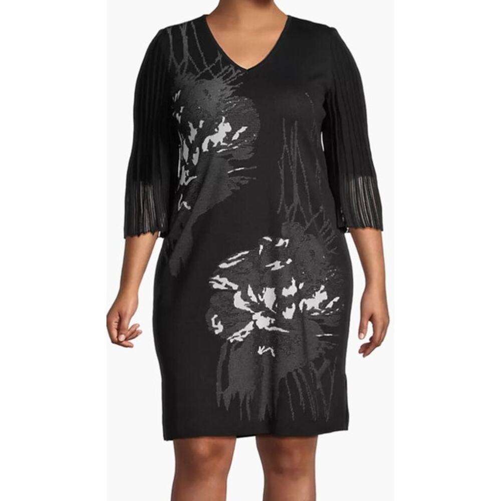 Ming Wang Dress dress Knit Three quarter sleeve black size Medium M